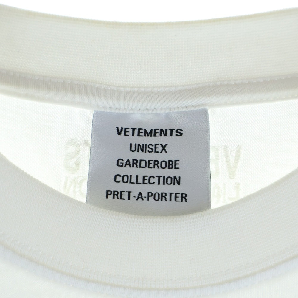 VETEMENTS(ヴェトモン) 21AW フロントバックロゴプリント 刺繍 クルーネック 半袖Tシャツ カットソー ホワイト UA52TR240W
