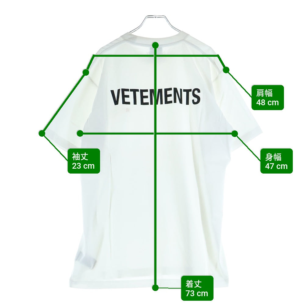 VETEMENTS(ヴェトモン) 21AW フロントバックロゴプリント 刺繍 クルーネック 半袖Tシャツ カットソー ホワイト UA52TR240W