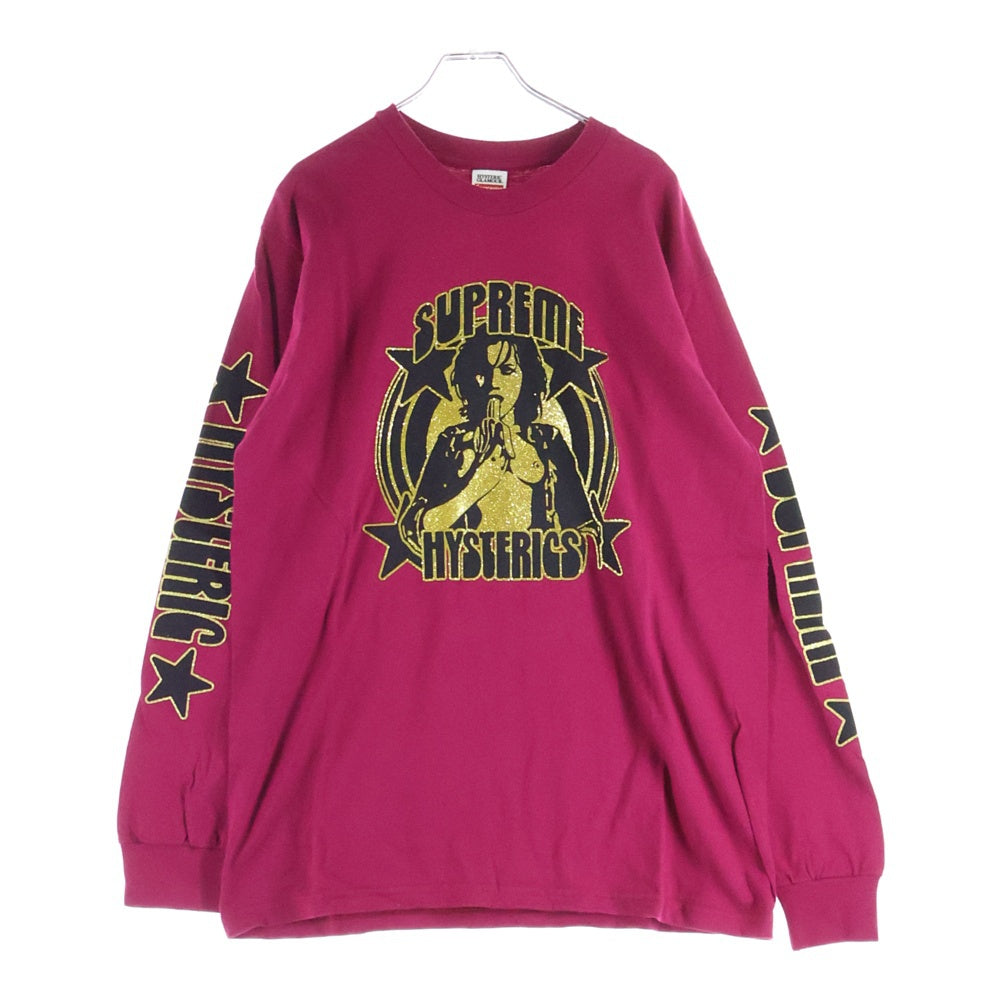 SUPREME(シュプリーム) 21SS ×HYSTERIC GLAMOUR L/S Tee ヒステリックグラマー ロゴデザイン クルーネック 長袖Tシャツ カットソー パープル