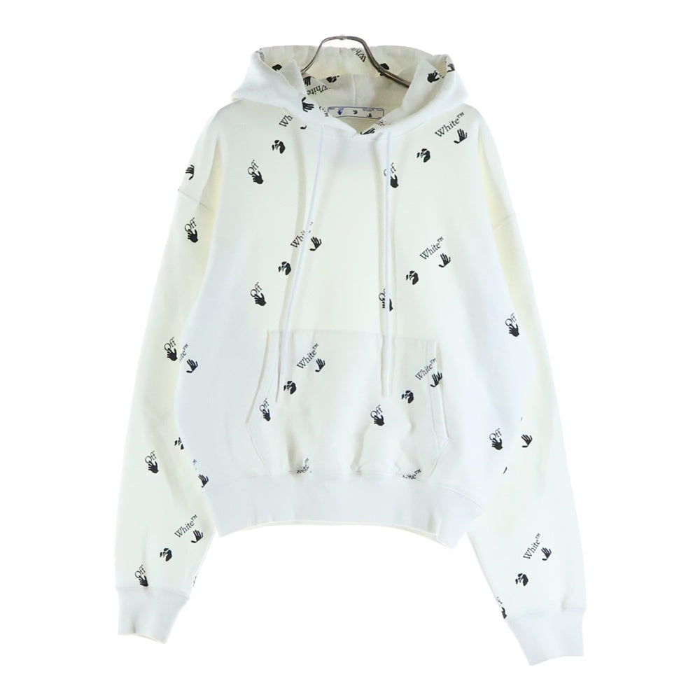OFF-WHITE(オフホワイト) 21SS ALL OVER LOGO HOODIE オールオーバーロゴ 総柄 プリント スウェット プルオーバーパーカー ホワイト OMBB037R21FLE008