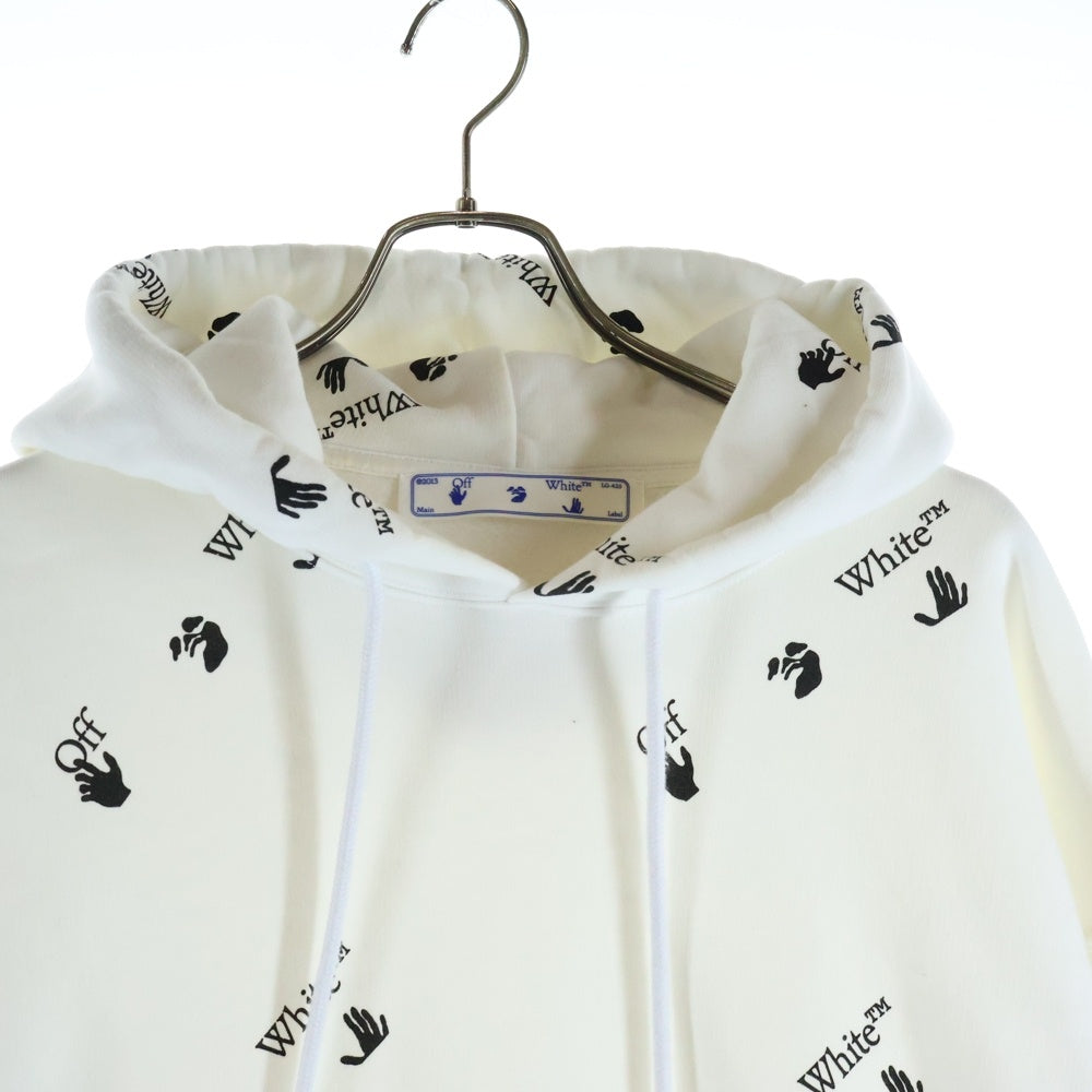OFF-WHITE(オフホワイト) 21SS ALL OVER LOGO HOODIE オールオーバーロゴ 総柄 プリント スウェット プルオーバーパーカー ホワイト OMBB037R21FLE008