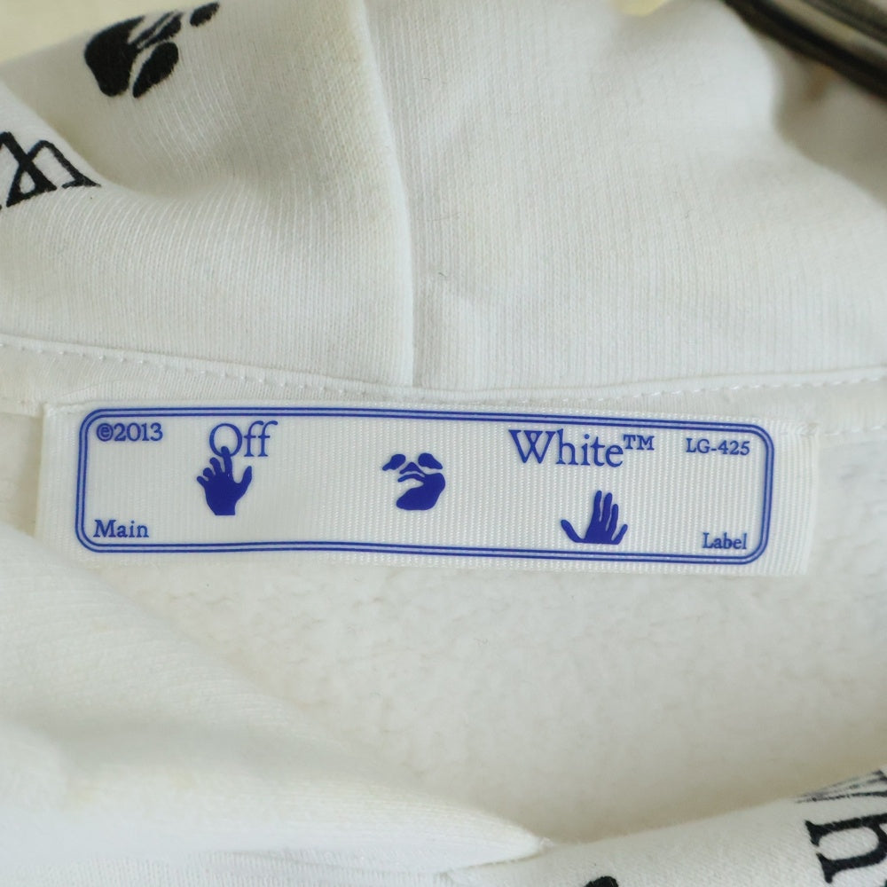 OFF-WHITE(オフホワイト) 21SS ALL OVER LOGO HOODIE オールオーバーロゴ 総柄 プリント スウェット プルオーバーパーカー ホワイト OMBB037R21FLE008