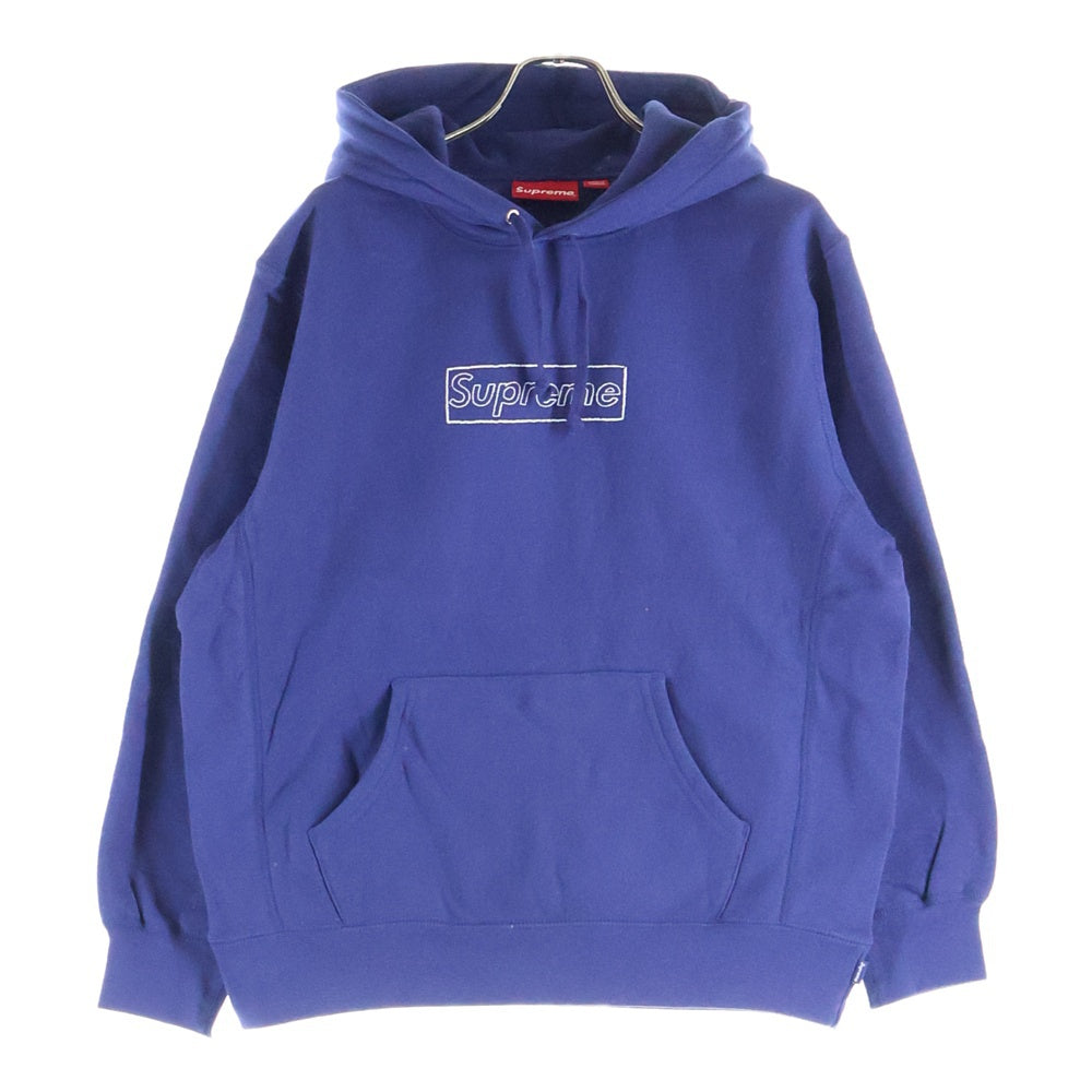SUPREME(シュプリーム) 21SS ×KAWS Chalk Logo Hooded Sweatshirt カウズ チョーク ボックスロゴ スウェット プルオーバーパーカー ネイビー