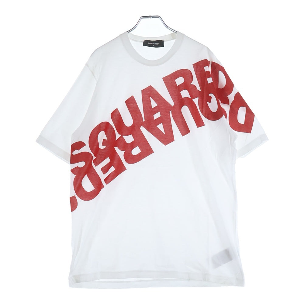 DSQUARED2(ディースクエアード) 20SS MIRRORED LOGO T-SHIRTS ミラーロゴプリント クルーネック 半袖Tシャツ カットソー ホワイト S74GD0664 S22427