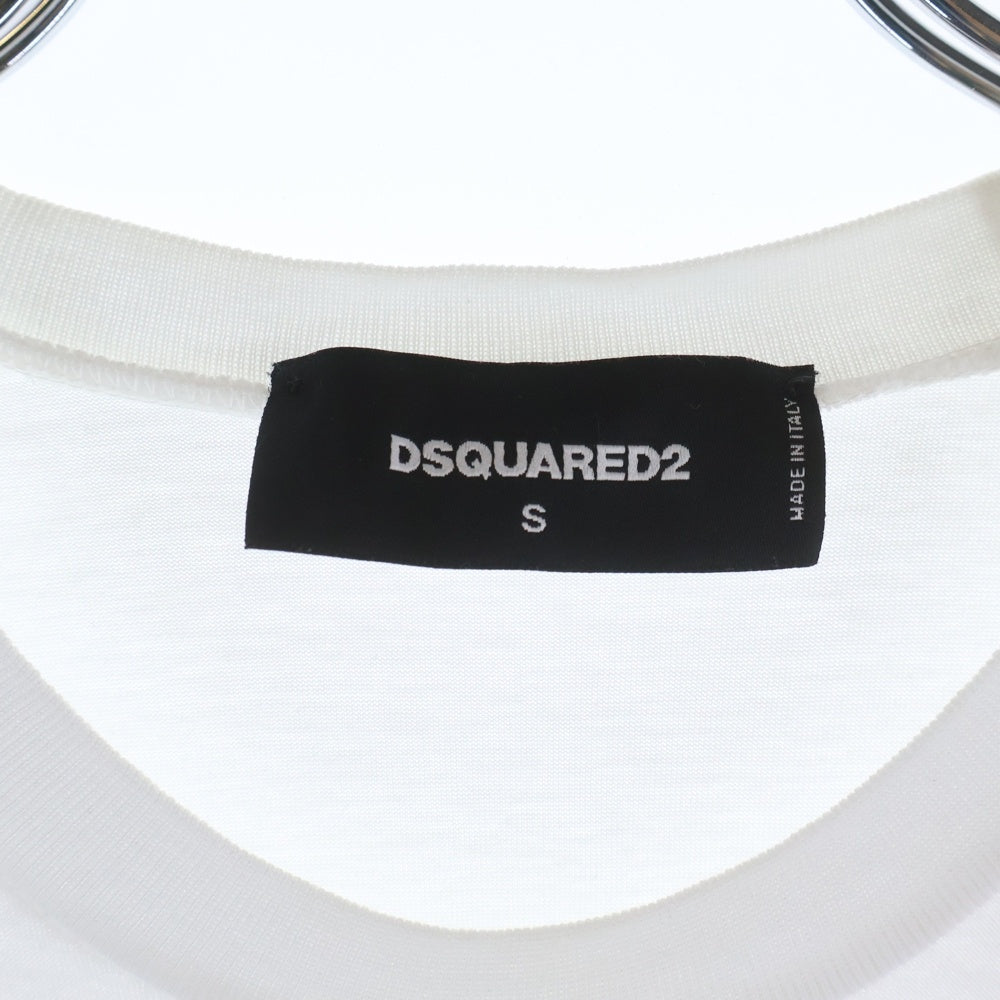 DSQUARED2(ディースクエアード) 20SS MIRRORED LOGO T-SHIRTS ミラーロゴプリント クルーネック 半袖Tシャツ カットソー ホワイト S74GD0664 S22427