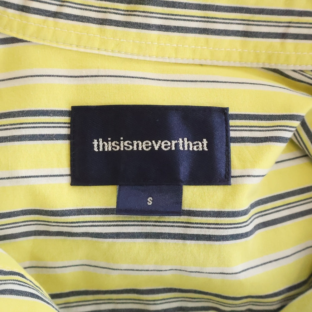 THISISNEVERTHAT(ディスイズネバーザット) ロゴ刺繍 ストライプ コットン 長袖シャツ イエロー