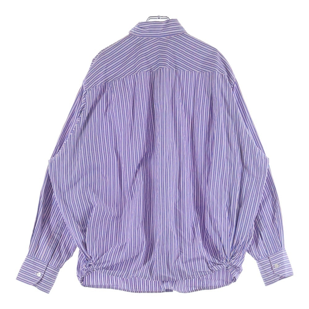 NEON SIGN(ネオンサイン) UNFINISHED SHIRT ストライプ コットン 長袖シャツ ブルー 0785