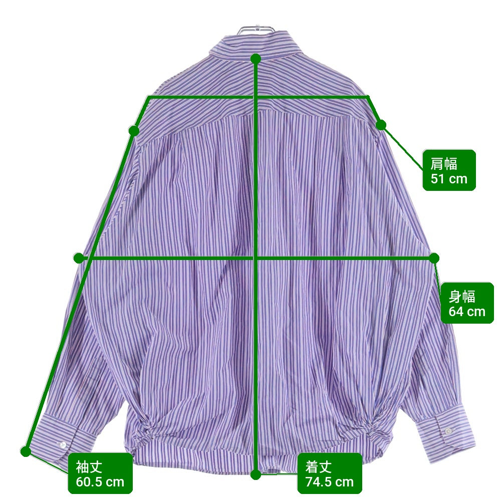 NEON SIGN(ネオンサイン) UNFINISHED SHIRT ストライプ コットン 長袖シャツ ブルー 0785