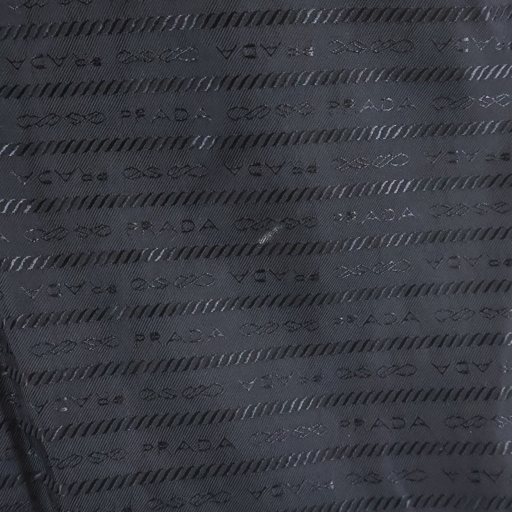 PRADA(プラダ) 22SS Re-Nylon リナイロン トライアングルロゴプレート オープンカラー ジップアップ 半袖シャツ ブラック SC620