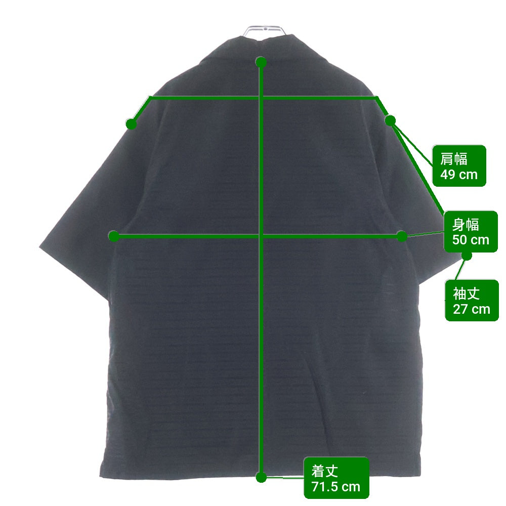 PRADA(プラダ) 22SS Re-Nylon リナイロン トライアングルロゴプレート オープンカラー ジップアップ 半袖シャツ ブラック SC620