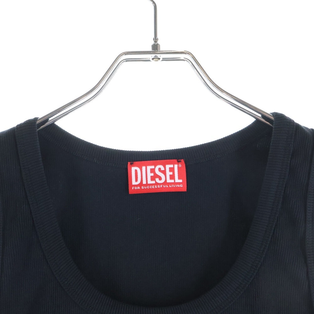 DIESEL(ディーゼル) T-ANKY-D Dロゴ スリムフィット ノースリーブ タンクトップ カットソー ブラック A05104 レディース