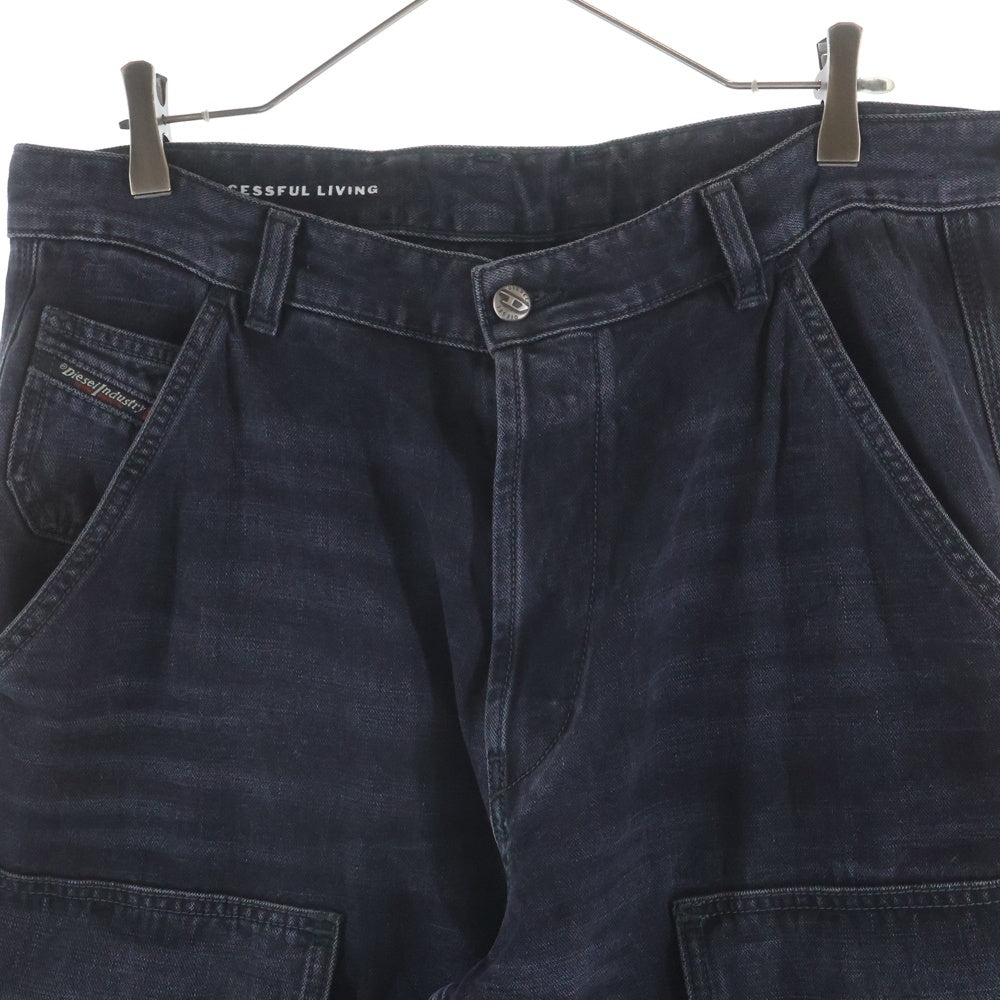 DIESEL(ディーゼル) 24AW D-TOUCH-CARGO USED加工 ワイド カーゴ デニムパンツ ブラック A15767