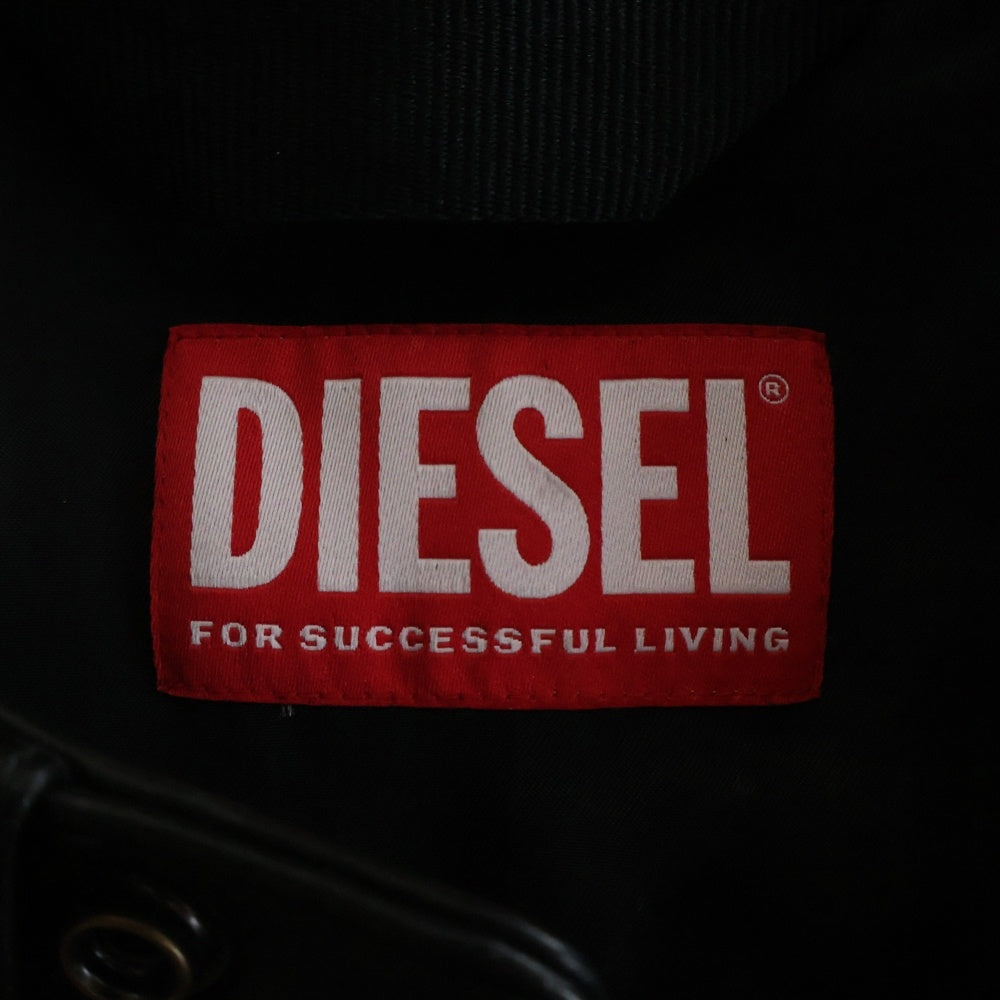 DIESEL(ディーゼル) L-METALO ロゴエンボス シングル ライダース レザージャケット ブラック A10627