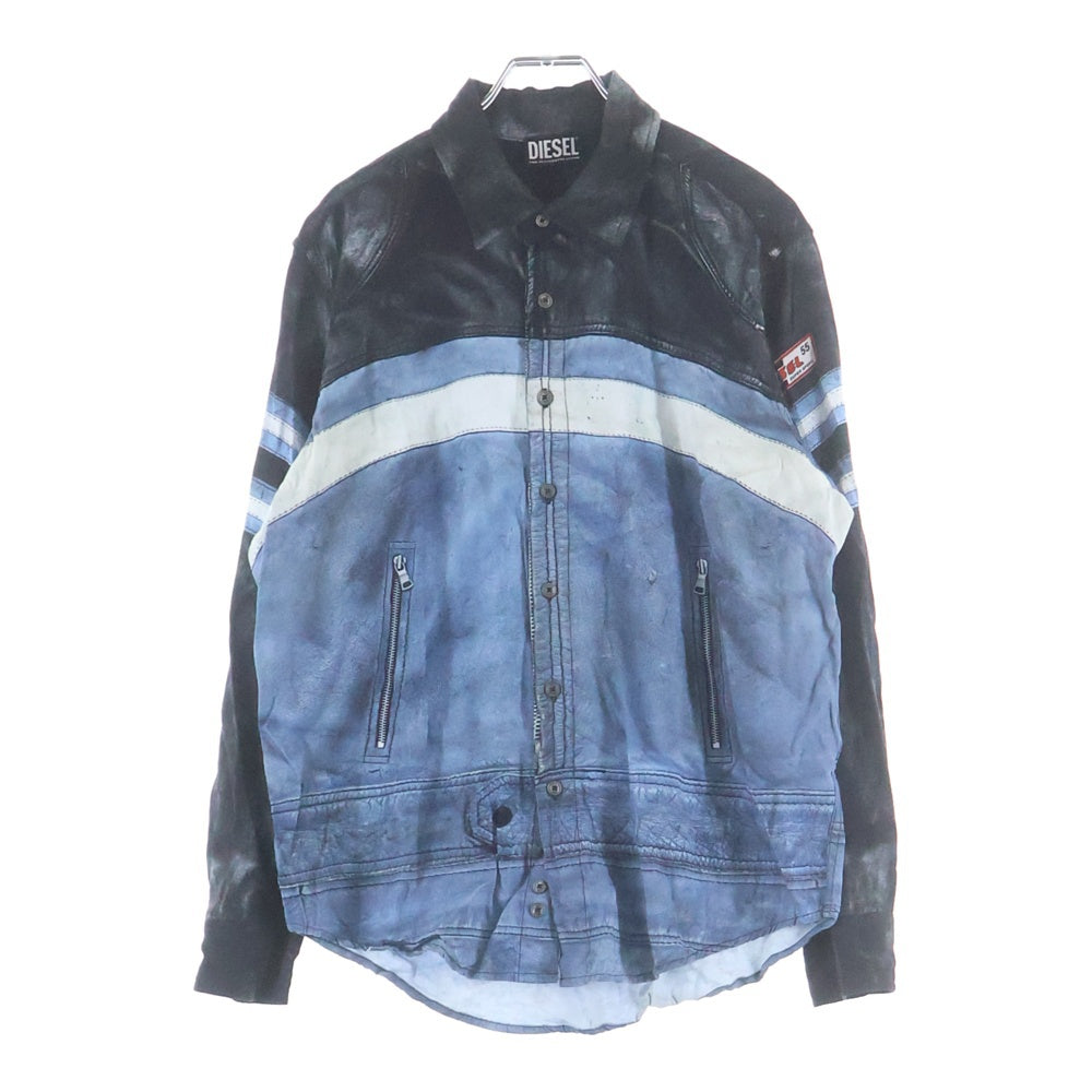 DIESEL(ディーゼル) 23SS S-UMBE-G トロンプルイユ レーヨン 長袖シャツ ブルー/ブラック A08814