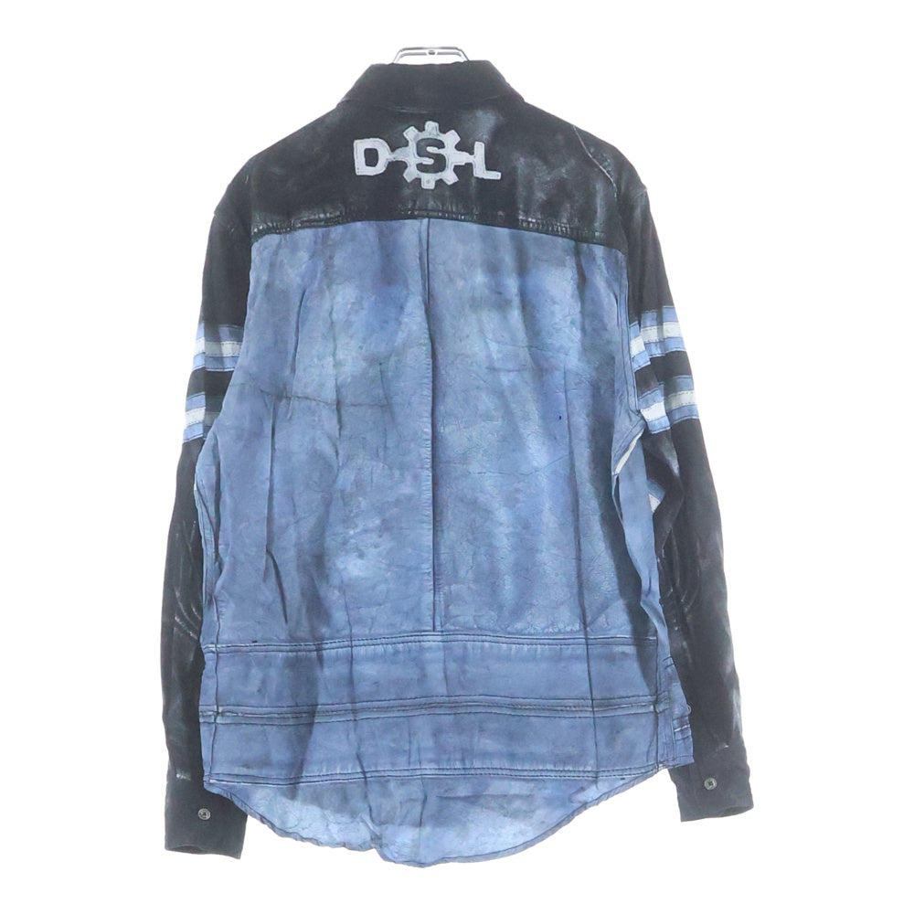 DIESEL(ディーゼル) 23SS S-UMBE-G トロンプルイユ レーヨン 長袖シャツ ブルー/ブラック A08814