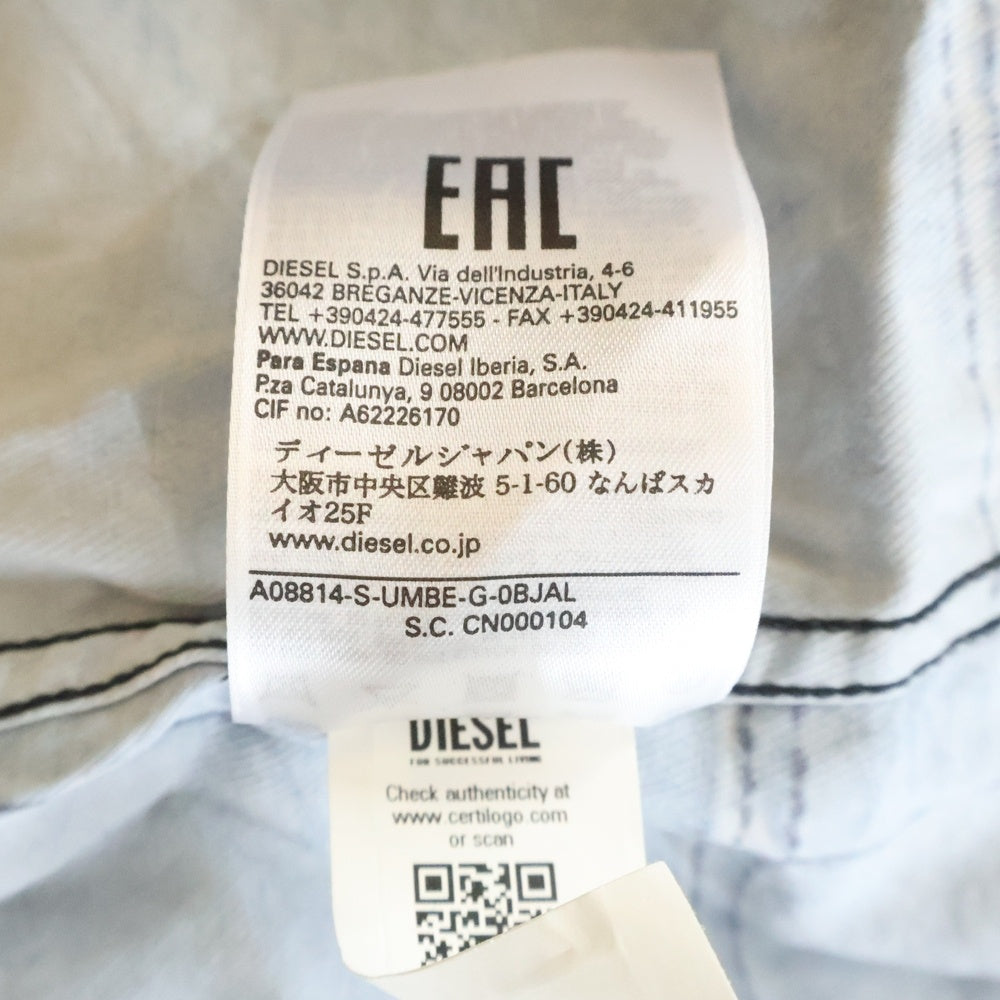 DIESEL(ディーゼル) 23SS S-UMBE-G トロンプルイユ レーヨン 長袖シャツ ブルー/ブラック A08814