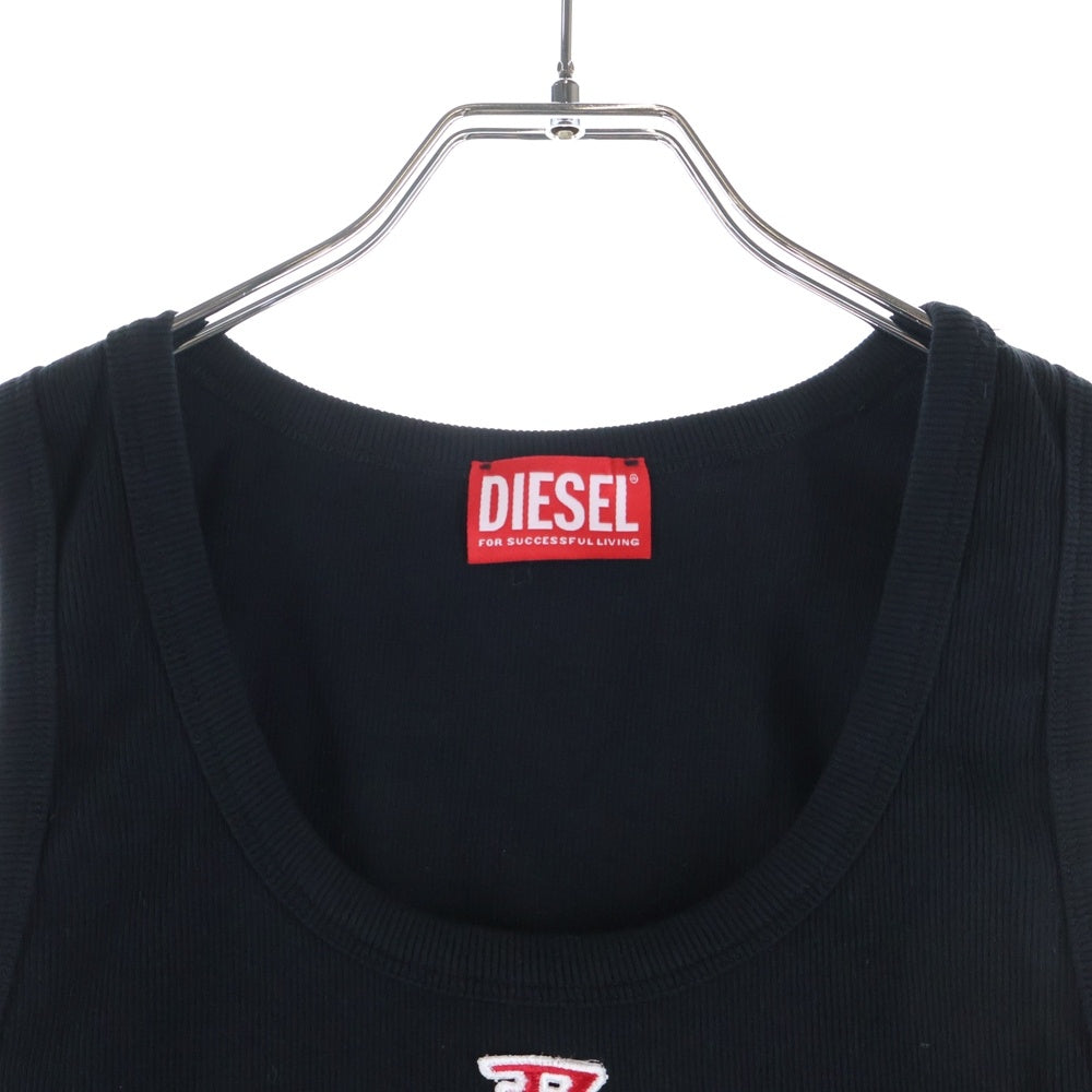 DIESEL(ディーゼル) T-ANKY-D Dロゴ スリムフィット ノースリーブ タンクトップ カットソー ブラック A05104 レディース