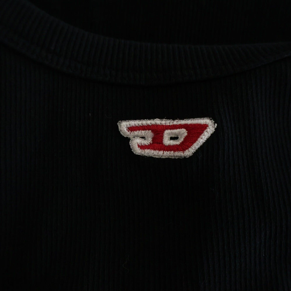 DIESEL(ディーゼル) T-ANKY-D Dロゴ スリムフィット ノースリーブ タンクトップ カットソー ブラック A05104 レディース