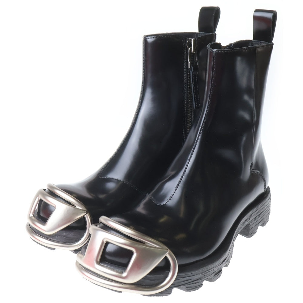 DIESEL(ディーゼル) D-HAMMER BT ZIP D ジッパー レザー アンクルブーツ ブラック Y03254