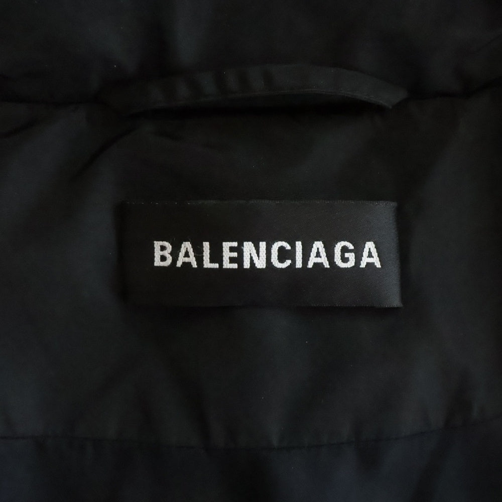 BALENCIAGA(バレンシアガ) 18AW Padder Windbreaker パッダーウィンドブレイカー バックロゴプリント 中綿 ジップアップ パファージャケット ブラック 533910 TYD36