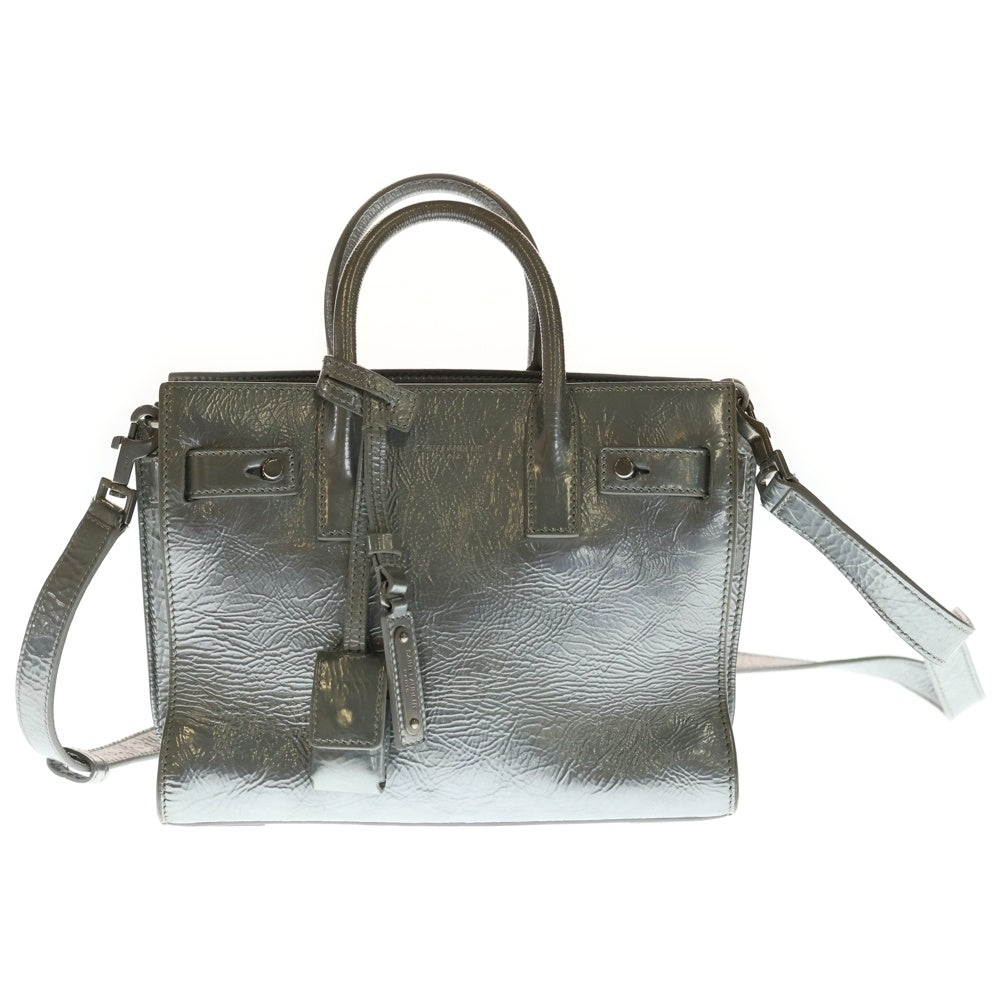 SAINT LAURENT PARIS(サンローランパリ) Sac De Jour Souple Bag サックドジュール ナノ レザー 2WAY ハンドバッグ ショルダーバッグ シルバー GNR485020.0417 レディース