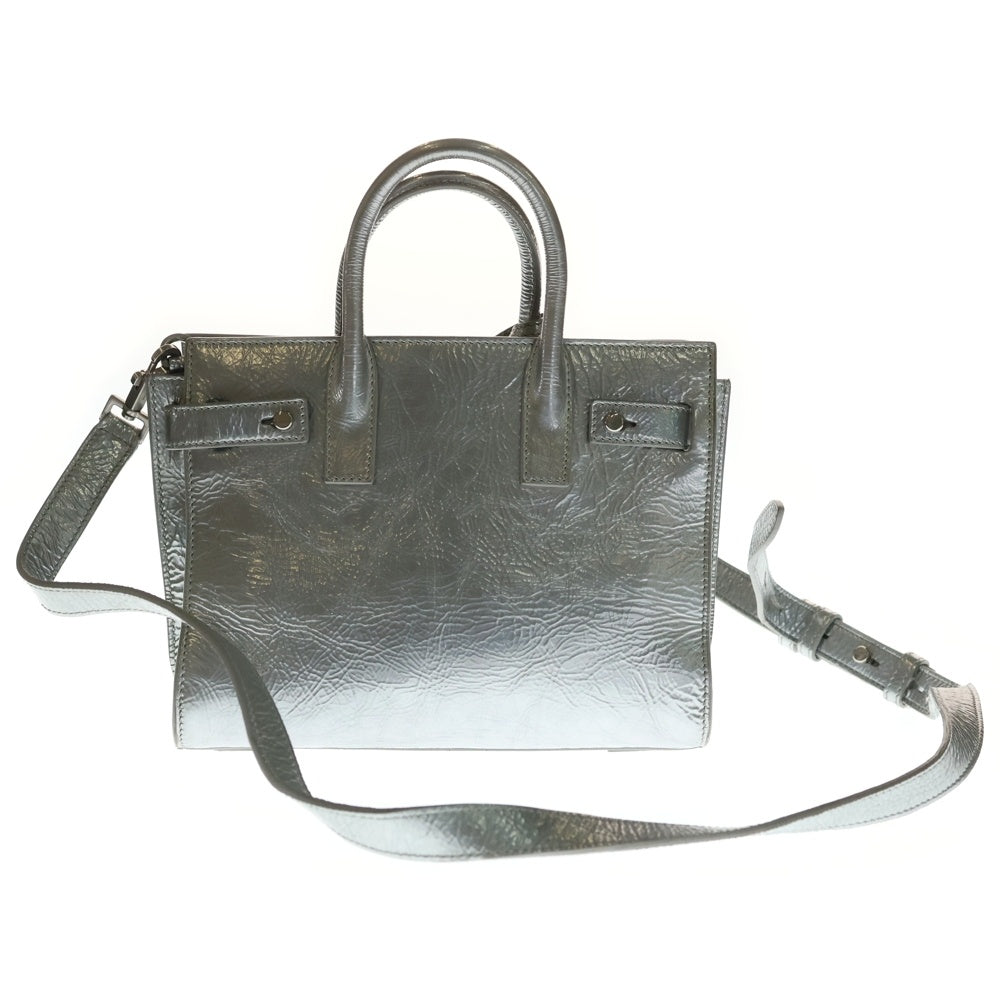 SAINT LAURENT PARIS(サンローランパリ) Sac De Jour Souple Bag サックドジュール ナノ レザー 2WAY ハンドバッグ ショルダーバッグ シルバー GNR485020.0417 レディース