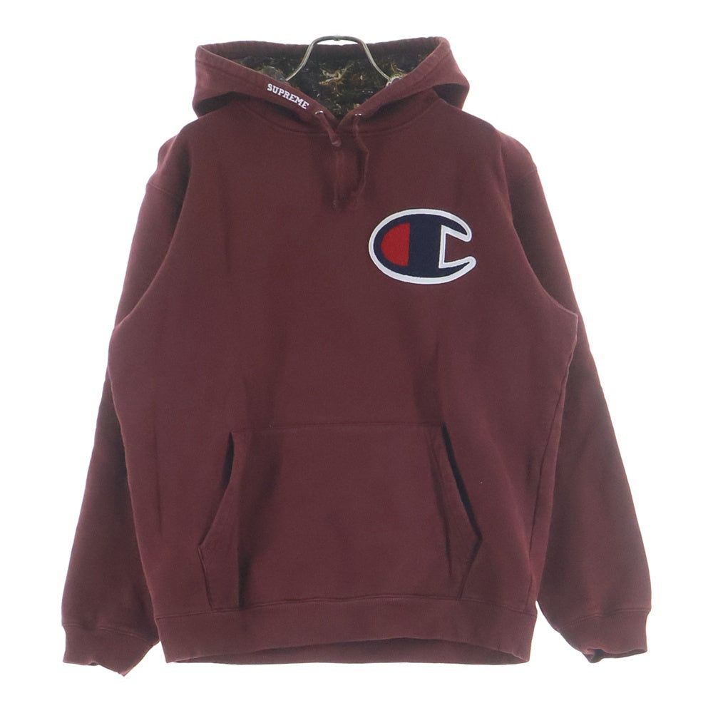 SUPREME(シュプリーム) 13AW ×Champion Pullover Hoodie チャンピオン ロゴ スウェット プルオーバーパーカー バーガンディ