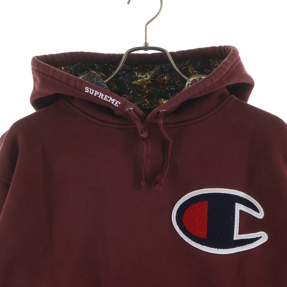 SUPREME(シュプリーム) 13AW ×Champion Pullover Hoodie チャンピオン ロゴ スウェット プルオーバーパーカー バーガンディ