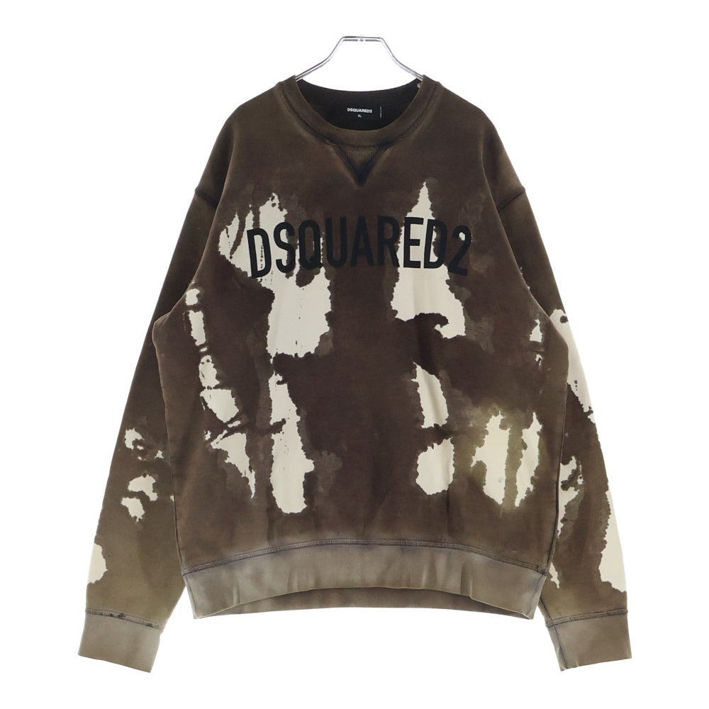 DSQUARED2(ディースクエアード) ロゴプリント タイダイ クルーネック スウェット トレーナー ブラウン/ベージュ S71GU0499 S25030