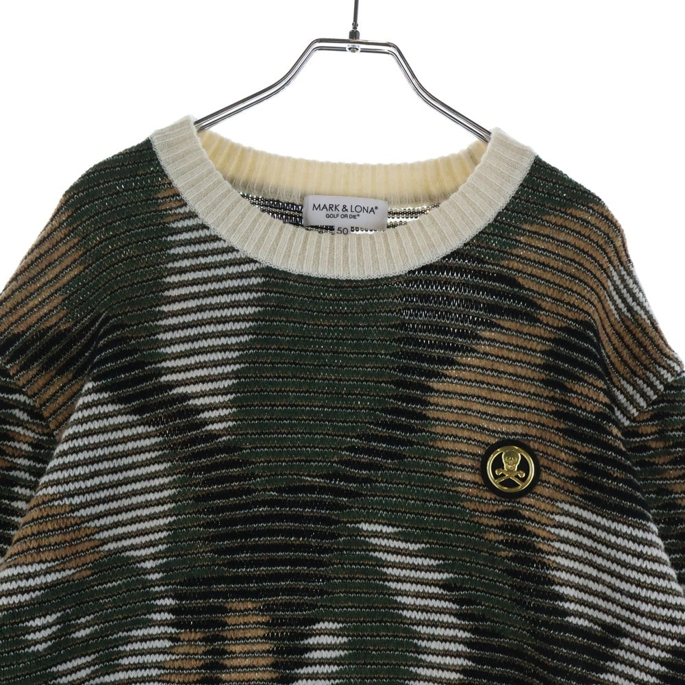 MARK&LONA(マークアンドロナ) Gauge Rapier Looms Sweater カモフラ ジャガード ウール ニット セーター カーキ MLM-2C-AB04