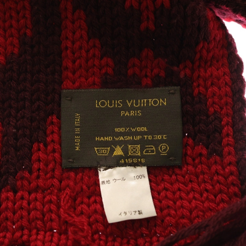 LOUIS VUITTON(ルイヴィトン) エシャルプ グランフロア モノグラム ウール フリンジ マフラー レッド M72430 レディース