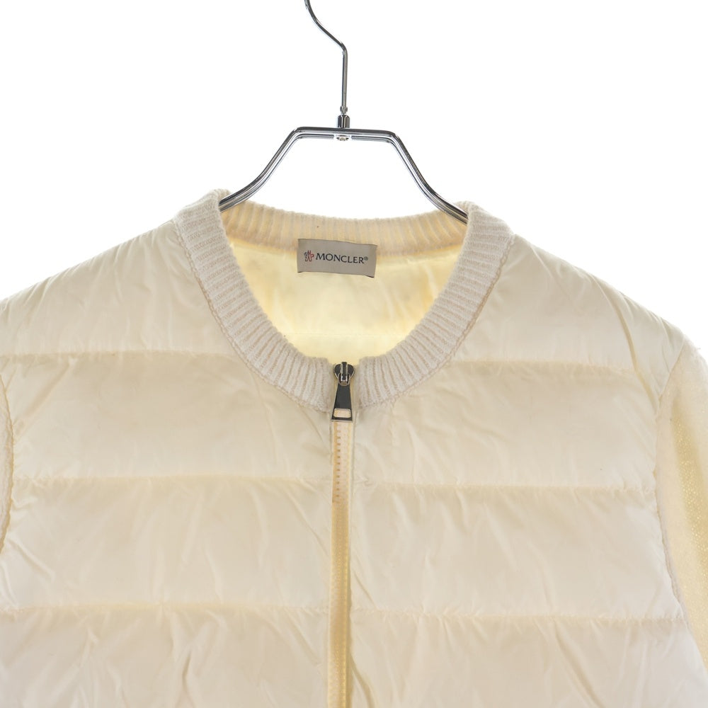 MONCLER(モンクレール) 22AW CARDIGAN TRICOT ウール ニット切替 ナイロン ダウンジャケット ブルゾン ホワイト レディース H20939B00006 M1939