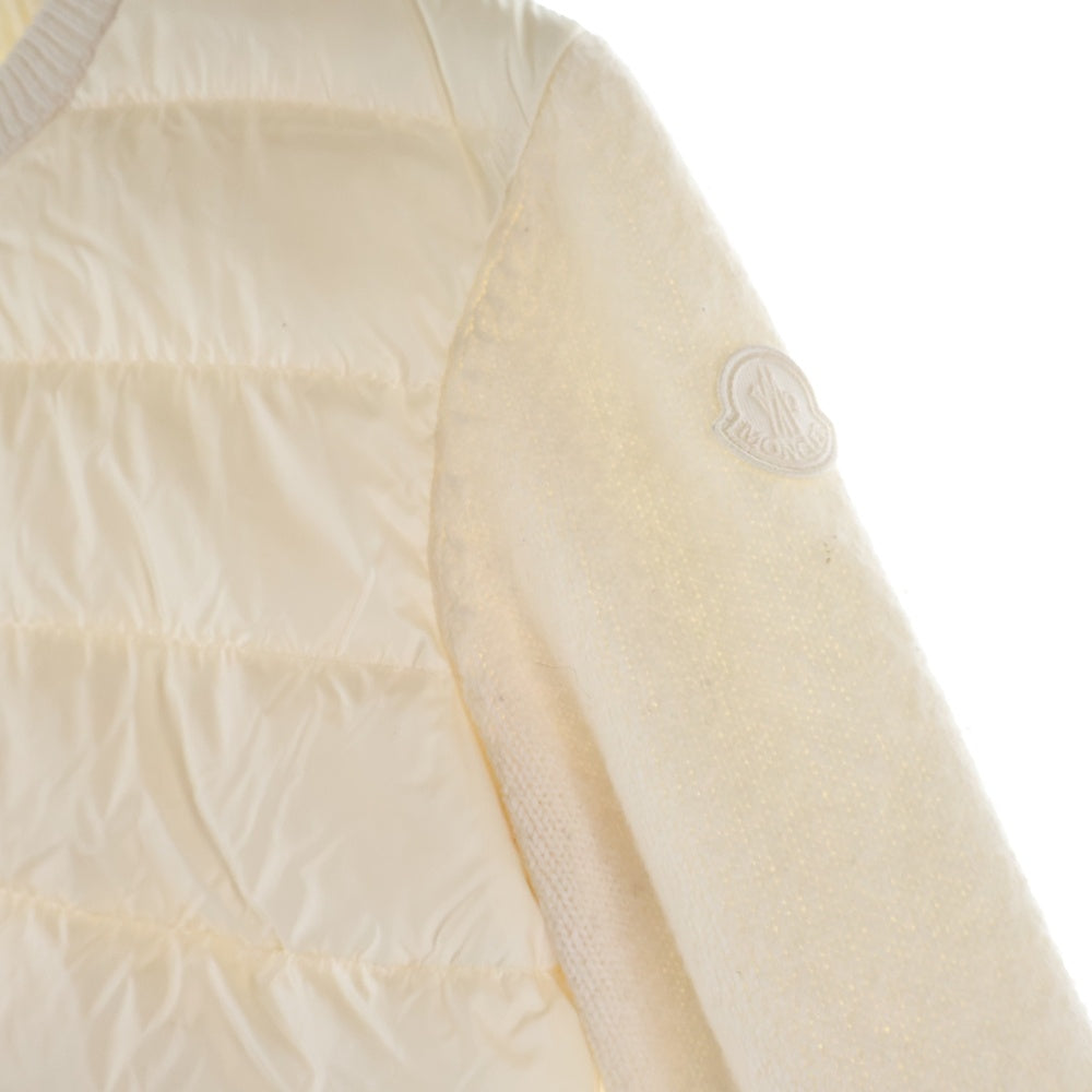 MONCLER(モンクレール) 22AW CARDIGAN TRICOT ウール ニット切替 ナイロン ダウンジャケット ブルゾン ホワイト レディース H20939B00006 M1939