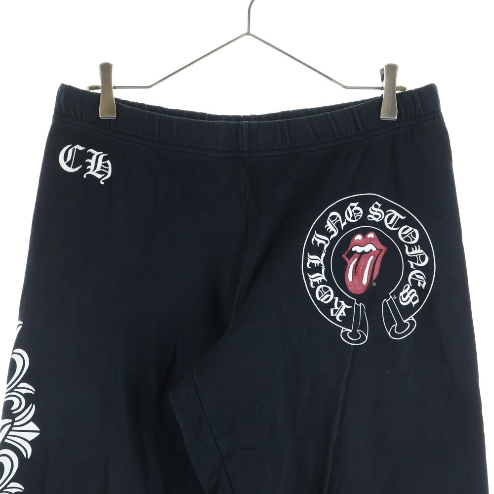 CHROME HEARTS(クロムハーツ) OLD ×The Rolling Stones Lip And Tongue オールド ザ ローリングストーンズ リップアンドタン フローラルプリントスウェットパンツ ブラック