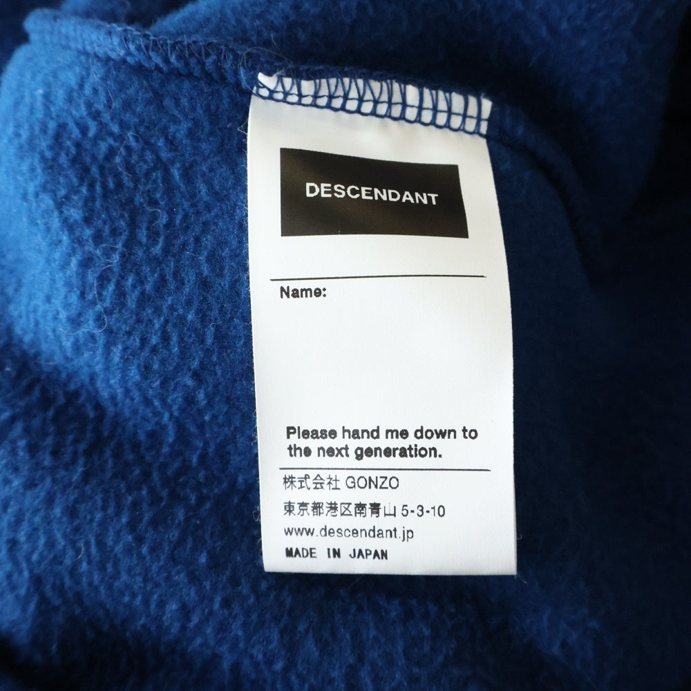 DESCENDANT(ディセンダント) BURY ZIP FLEECE スタンドカラー ジップ フリース プルオーバージャケット ブルー