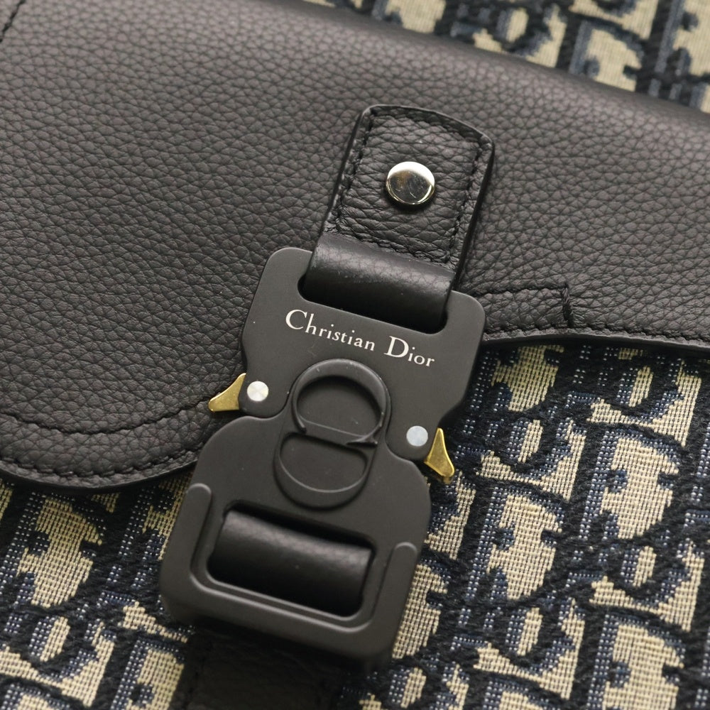 Christian Dior(クリスチャンディオール) サドル オブリークジャガード ジップ レザー バックパック リュックサック ブラック/グレー 1ADBA212YKS_H27E レディース