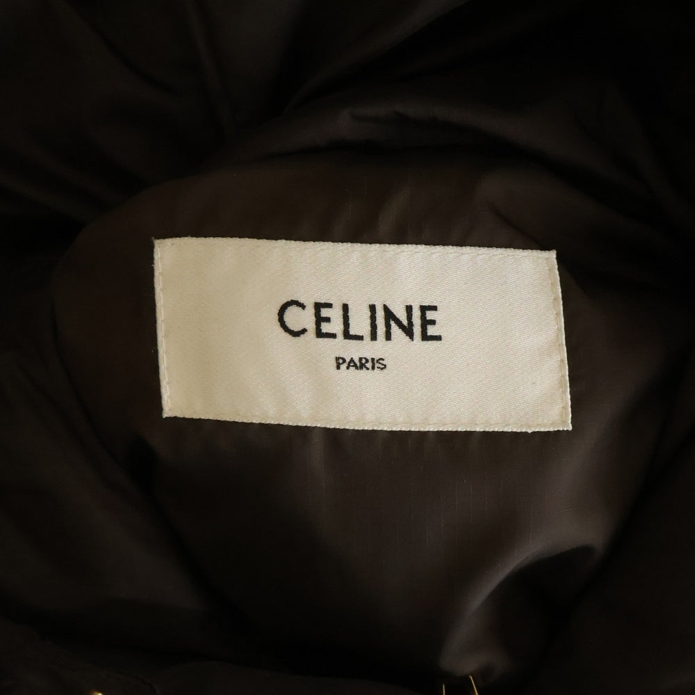 CELINE(セリーヌ) 23AW レザートリオンフ ジップアップ クロップド ナイロン ダウンジャケット ブラウン 2W66190.V19CO レディース