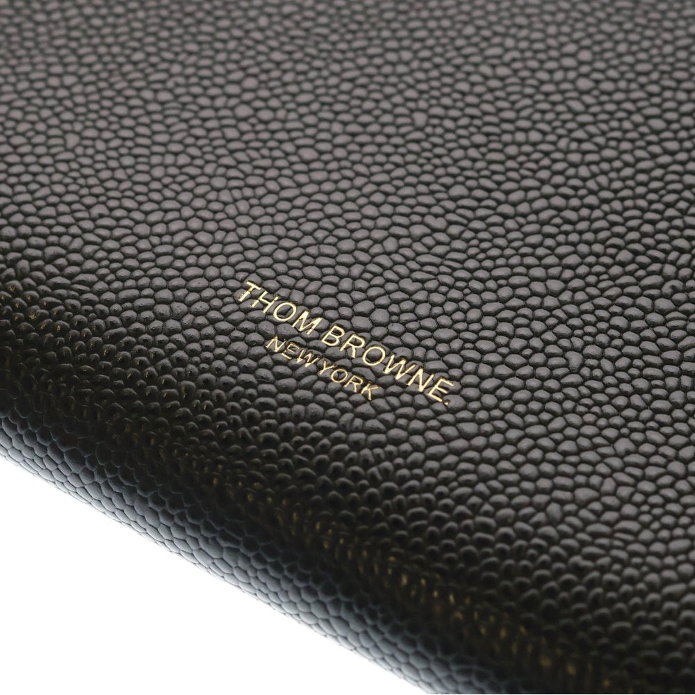 THOM BROWNE(トムブラウン) ラウンドジップ レザー クラッチ セカンドバッグ ブラック レディース