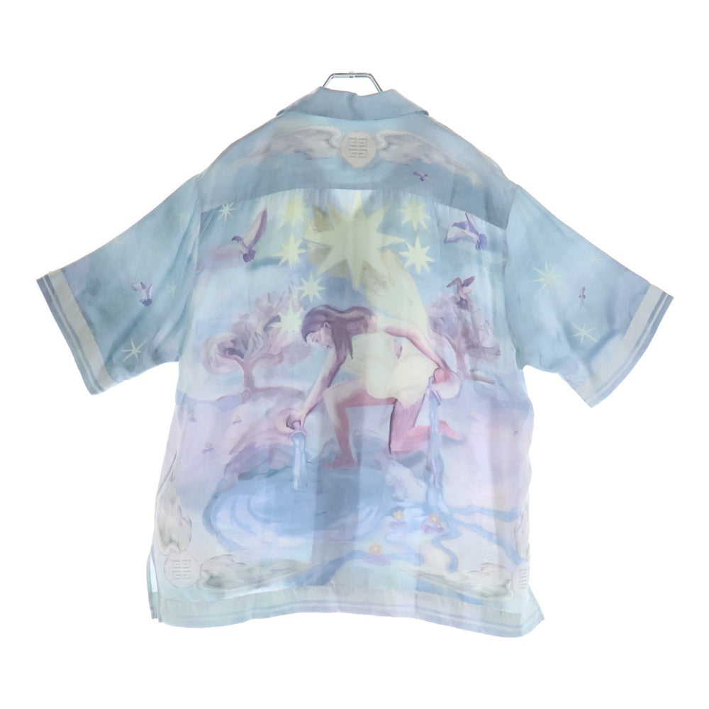 GIVENCHY(ジバンシィ) 総柄 シルク ボーリング 半袖シャツ ライトブルー BM611015N0 レディース