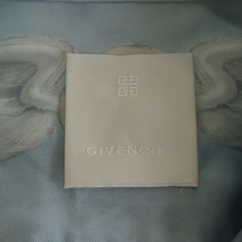 GIVENCHY(ジバンシィ) 総柄 シルク ボーリング 半袖シャツ ライトブルー BM611015N0 レディース