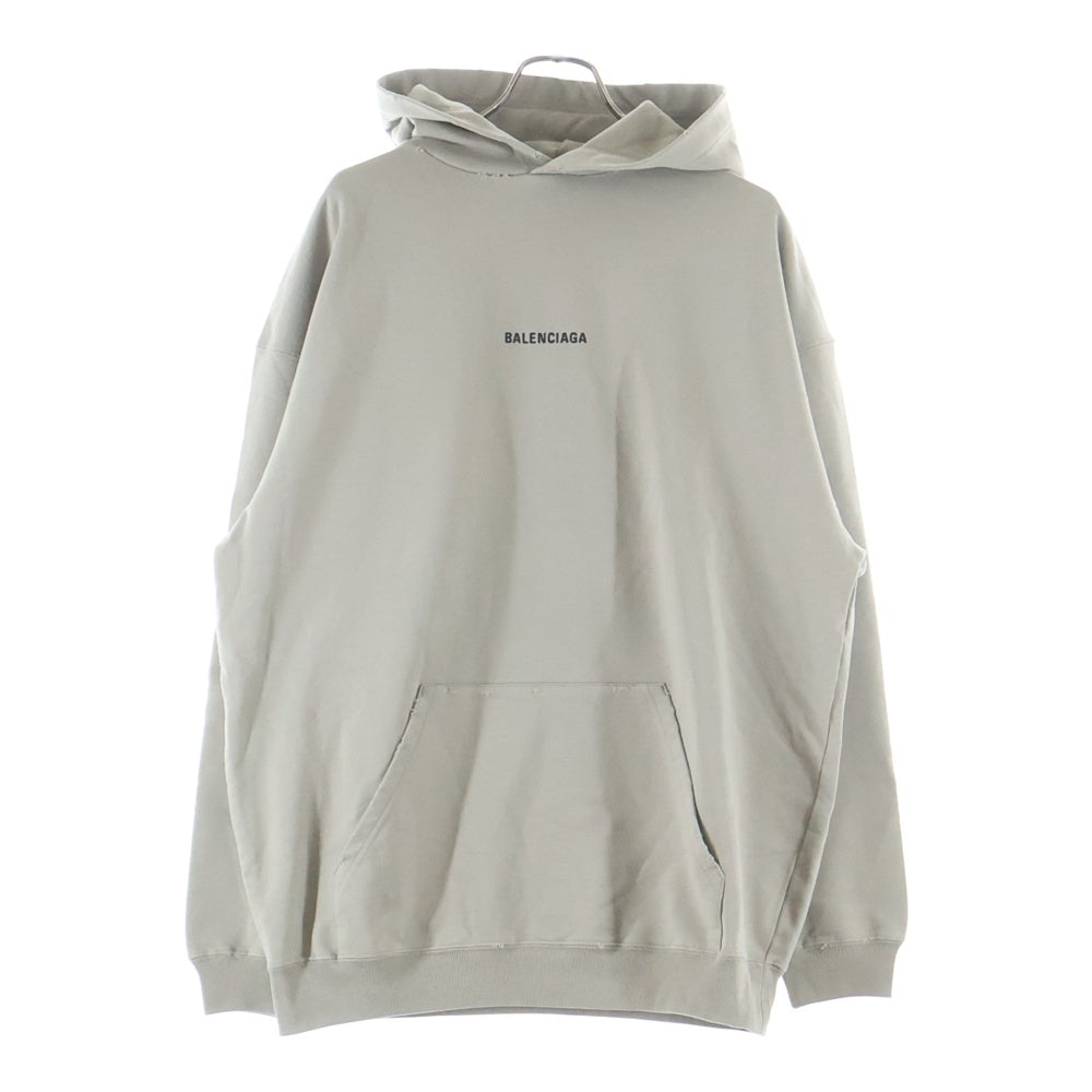 BALENCIAGA(バレンシアガ) ロゴ刺繍 ダメージ加工 スウェット プルオーバーパーカー グレージュ 578135 TOVJ9