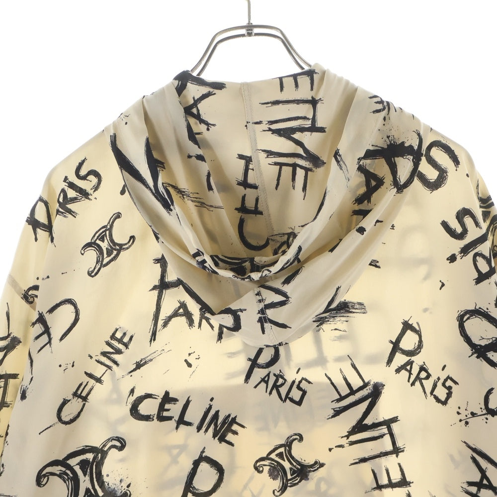 CELINE(セリーヌ) トリオンフ ロゴ 総柄 シルク フーディ プルオーバー 5分丈 長袖シャツ ベージュ レディース 2B636731R