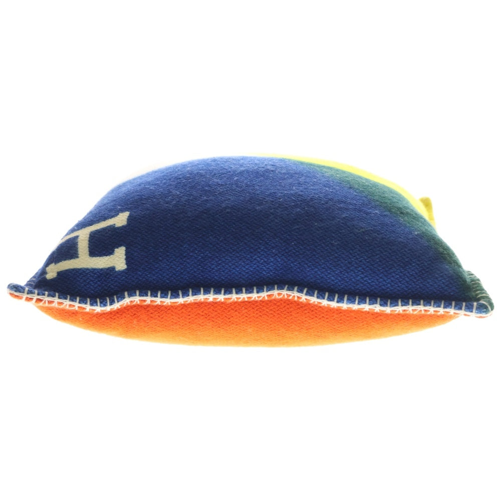 HERMES(エルメス) Hピタゴラス カシミヤ クッション オレンジ/ブルー/イエロー レディース