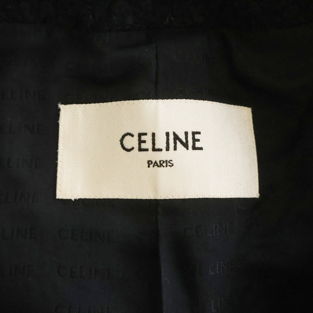 CELINE(セリーヌ) カシミヤ ウール クラシックフィット クルーネック パイピング チェルシージャケット ブラック レディース 2V34T593V.38NO