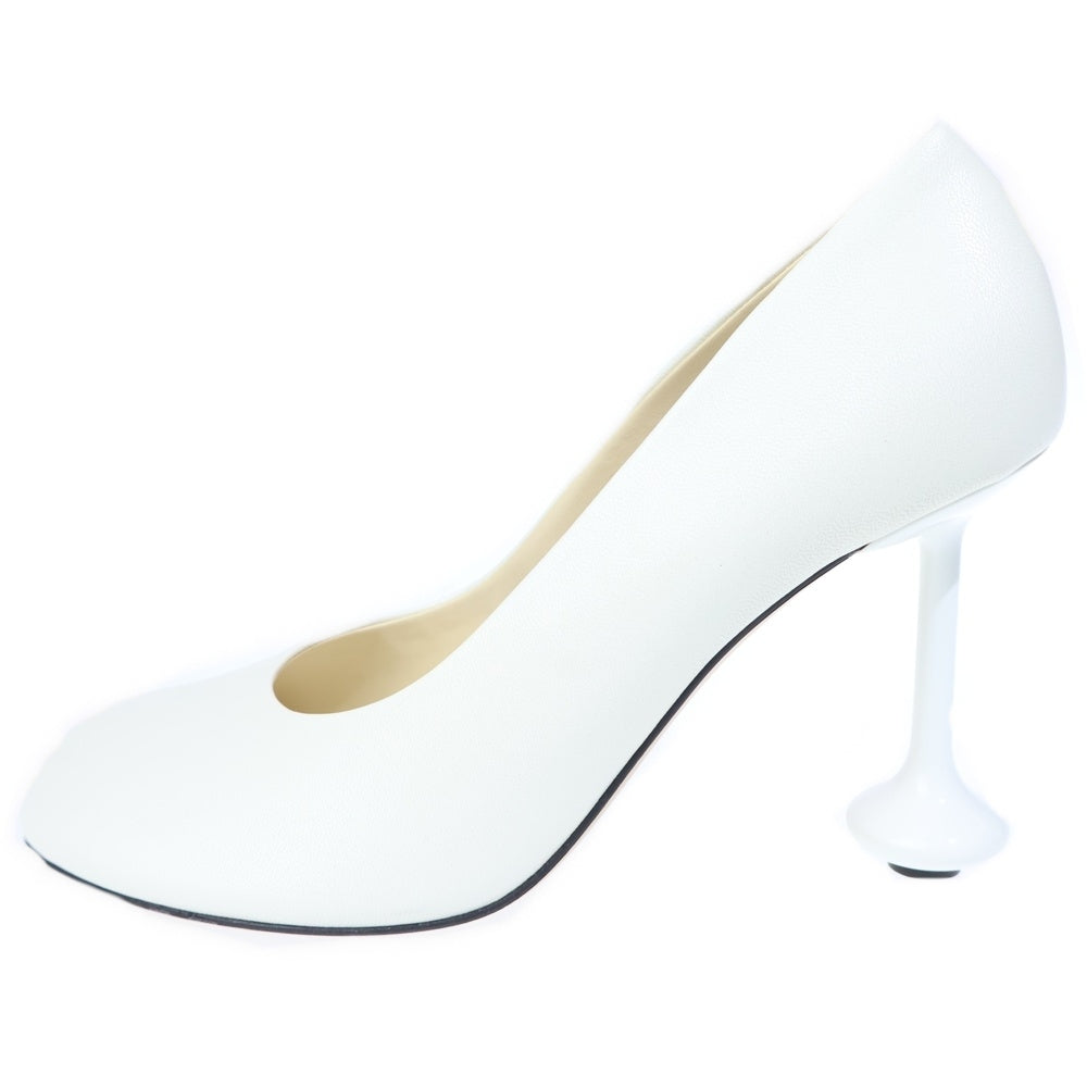 LOEWE(ロエベ) トイ スクエアトゥ レザー ヒール パンプス ホワイト レディース