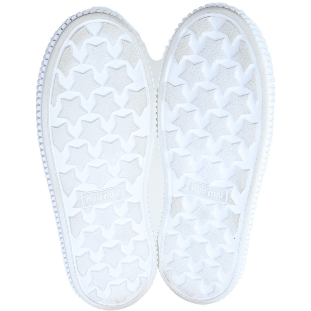 miumiu(ミュウミュウ) FLATFORM フラットフォーム キャンバス ローカットスニーカー グレージュ/ホワイト レディース