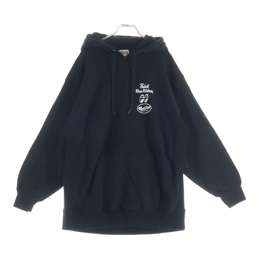 PORKCHOP(ポークチョップ) ×MOONEYES×Pabst Blue Ribbon HOODIE ムーンアイズ パブストブルーリボン プルオーバーパーカー ブラック