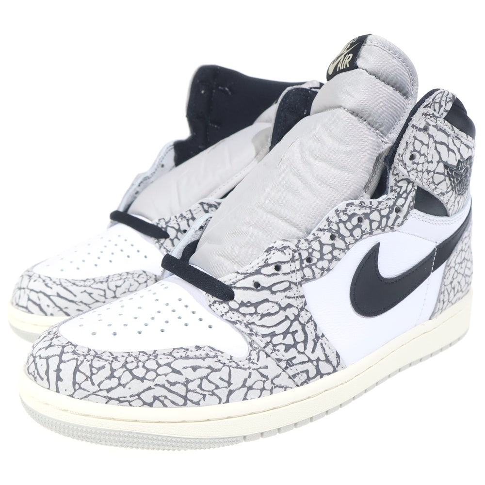 NIKE(ナイキ) AIR JORDAN 1 RETRO HIGH OG WHITE CEMENT ELEPHANT エアジョーダン1 ホワイトセメント サファリ ハイカットスニーカー ホワイト/グレー US9/27cm DZ5485-052
