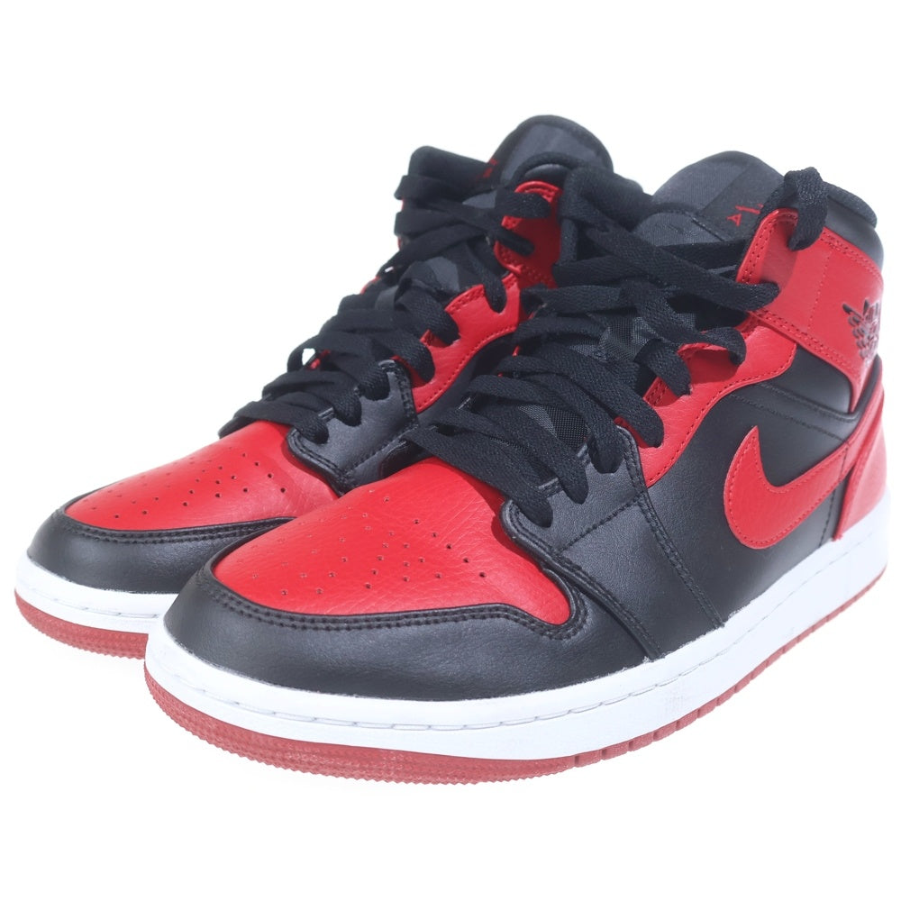 NIKE(ナイキ) AIR JORDAN 1 MID BRED エアジョーダン1 ミッド ブレッド ミッドカットスニーカー ブラック/レッド US9/27cm 554724-074