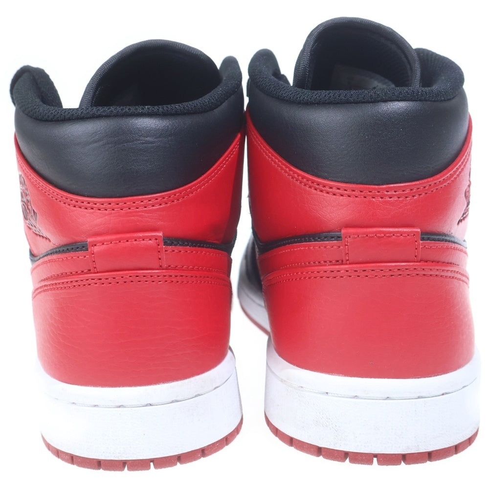 NIKE(ナイキ) AIR JORDAN 1 MID BRED エアジョーダン1 ミッド ブレッド ミッドカットスニーカー ブラック/レッド US9/27cm 554724-074